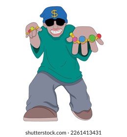 Negro rappers are doing cool with lots of rings. vector design illustration art