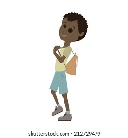 Negroid boy goes to school vector