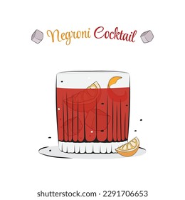 Negroni Cocktail Icon Vector Design.