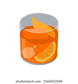 Negroni, Cocktails Vector illustration, Isolated