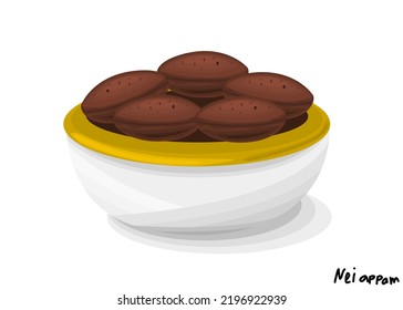 Nei Appam Indian Sweet Dish Food Vector