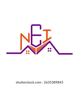 NEI Real State logo design, NEI simple and modern logo. NEI luxurious alphabet design  