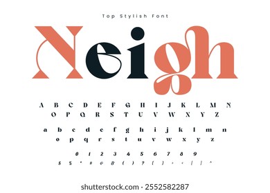 Neigh Stylish alphabet display vector font and Beautiful luxury Font