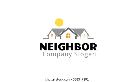 Neighbor House Real Estate Property Logo Vector Symbol Design Illustration 