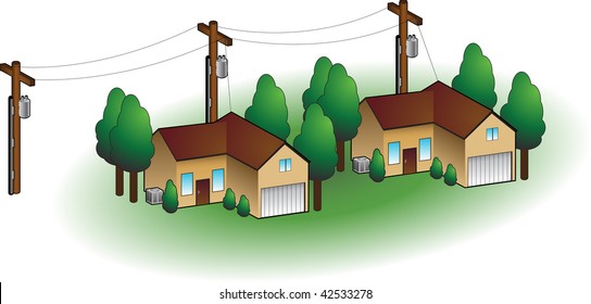 Neighborhood homes isolated on a white background.