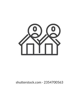 Neighborhood house line icon. linear style sign for mobile concept and web design. Neighborhood outline vector icon. Symbol, logo illustration. Vector graphics