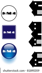 neighborhood houses symbol sign and button