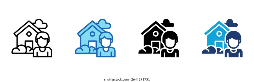 Ícone de bairro Ilustração de vetor de vários estilos