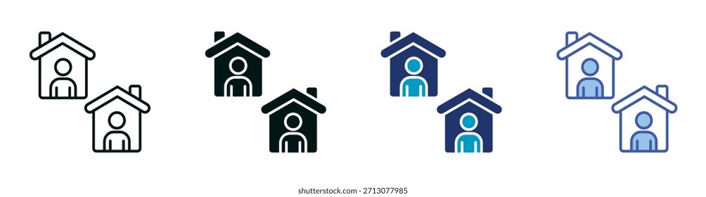 Conjunto de ícones de vizinhança consistindo em vários estilos de ilustração de vetor
