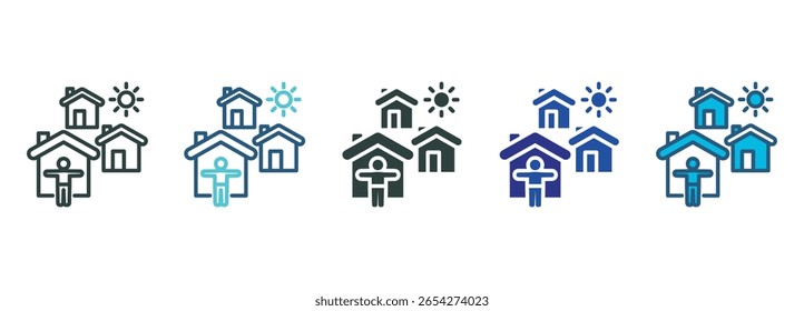 Ícone De Vizinhança Definir Vários Estilos De