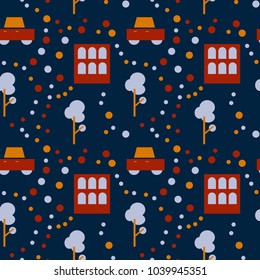 Neighborhood life seamless pattern. Suitable for screen, print and other media.