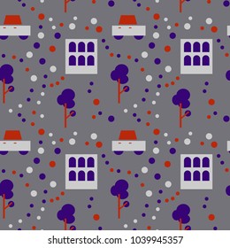 Neighborhood life seamless pattern. Suitable for screen, print and other media.