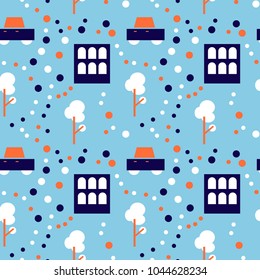 Neighborhood life seamless pattern. Suitable for screen, print and other media.