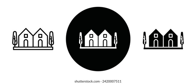 Neighborhood outline icon collection or set. Neighborhood Thin vector line art