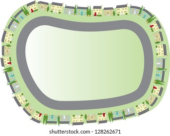 A neighborhood in the shape of a border.