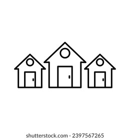 Neighborhood vector icon. Neighborhood village house community in black and white color.