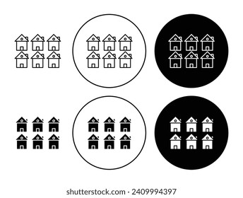 Neighborhood Vector Illustration Set. Nearness house sign suitable for apps and websites UI design style.