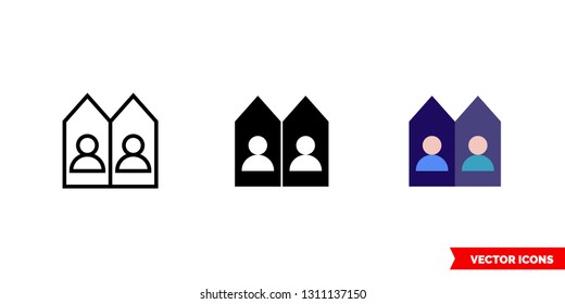 Neighbour Icon Of 3 Types: Color, Black And White, Outline. Isolated Vector Sign Symbol.