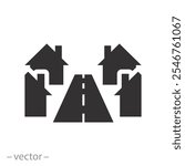 neighbourhood, townhouse, icon, new, modern, street, home, residential, suburban, complex, neighborhood, alley, alleyway, vector, logo, apartment, building, light, block, minimal, town, house, uk, dri