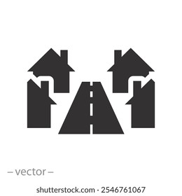 neighbourhood, townhouse, icon, new, modern, street, home, residential, suburban, complex, neighborhood, alley, alleyway, vector, logo, apartment, building, light, block, minimal, town, house, uk, dri