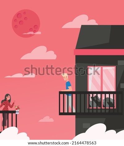 Neightbour falling in love under red moon