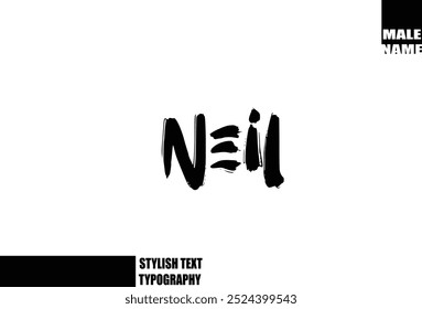 Neil Baby Boy Name In Bold Grunge And Rough Brush Text Typography 