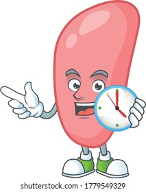 Neisseria gonorhoeae mascot design concept holding a circle clock. Vector illustration