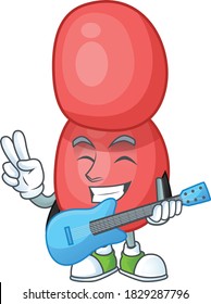Neisseria gonorrhoeae cartoon character style plays music with a guitar. Vector illustration