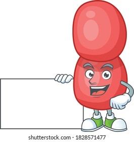Neisseria gonorrhoeae cartoon drawing Thumbs up holding a white board. Vector illustration