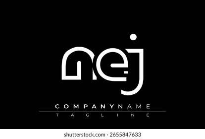 Diseño de letra abstracta NEJ. Diseño moderno del logotipo del negocio con tipografía Abstractas y estilo contemporáneo