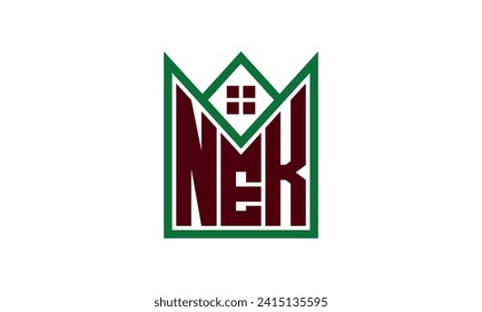 NEK initial letter real estate builders logo design vector. construction ,housing, home marker, property, building, apartment, flat, compartment, business, corporate, house rent, rental, commercial 