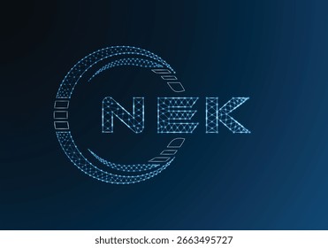NEK baixo design de vetor de logotipo de letra poli. NEK menor design de logotipo poli. Logotipo poli baixo.