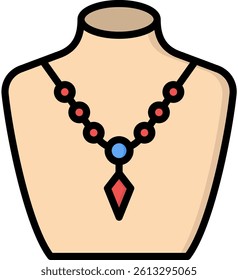 Nekclace Icon Lineal Color Vector Illustration