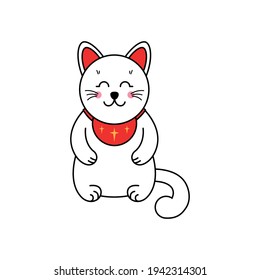 Neko the cat Lucky cat . EPS 10. Japanese cat. Vector illustration.