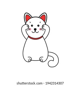 Neko the cat Lucky cat . EPS 10. Japanese cat. Vector illustration.