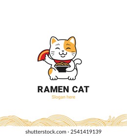 Neko cat noodle resto logo vector