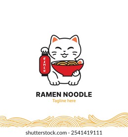 Neko cat ramen logo vector