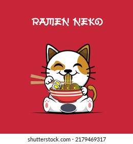 Neko ramen noodles vector logo