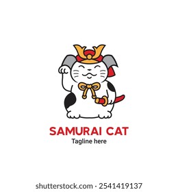 Neko samurai cat logo vector