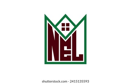 NEL initial letter real estate builders logo design vector. construction ,housing, home marker, property, building, apartment, flat, compartment, business, corporate, house rent, rental, commercial 