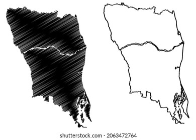 Nellore district (Andhra Pradesh State, Republic of India) map vector illustration, scribble sketch Sri Potti Sriramulu Nellore map

