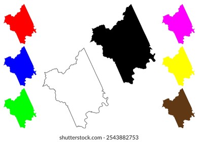 Condado de Nelson, Commonwealth da Virgínia (Condado dos EUA, Estados Unidos da América, EUA, EUA) mapa ilustração vetorial, esboço de rabisco Mapa de Nelson