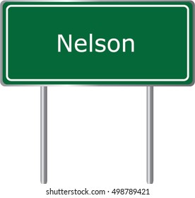 Nelson , Georgia , road sign green vector illustration, road table, USA city