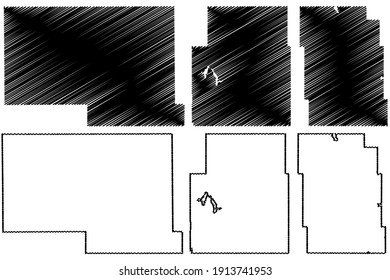 Nelson, Hettinger And McHenry County, North Dakota State (U.S. County, United States Of America) Map Vector Illustration, Scribble Sketch Map