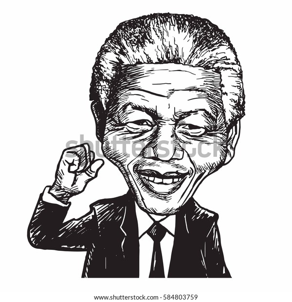 Image Vectorielle De Stock De Nelson Mandela Cartoon Caricature Vector Illustration