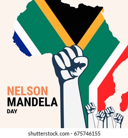 Nelson Mandela day concept art showing strength, unity and power