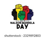 Nelson Mandela Day. July 18. Hands icon. Colorful. Eps 10.