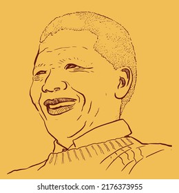 Nelson Mandela Hand Drawing outline, Nelson Mandela vector illustration, Nelson Mandela Day