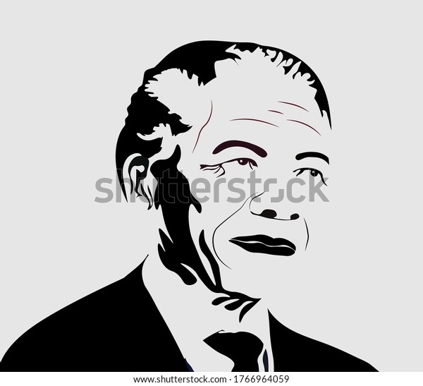 Nelson Mandela Hand Drawing Outline Nelson Stock Vector Royalty Free