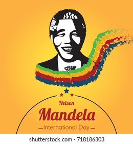 Nelson Mandela International Day, 18 July. Mandela portrait silhouette conceptual illustration vector.
